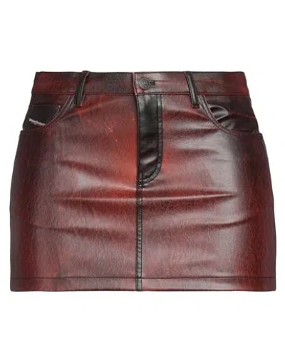 Diesel Woman Mini Skirt Dark Brown Size 10 Polyester, Polyurethane