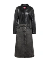 Diesel Women L-ory Leather And Denim Coat In Black