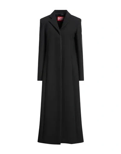 Diesel Woman Overcoat & Trench Coat Black Size 10 Polyester, Virgin Wool, Elastane
