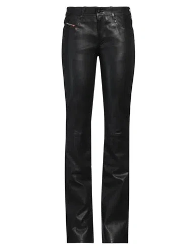 Diesel Woman Pants Black Size 10 Sheepskin