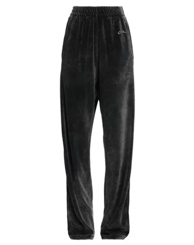 Diesel Pantaloni Tuta Wide-leg In Ciniglia Con Acid Wash In Black