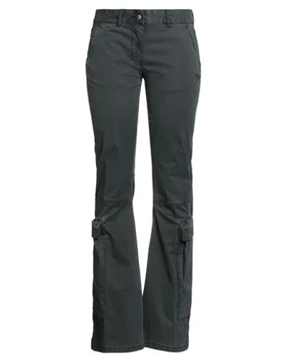 Diesel Woman Pants Grey Size 10 Cotton, Elastane In Gray