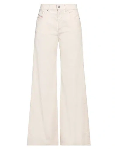 Diesel Woman Pants Ivory Size 31w-30l Cotton, Polyester, Elastane In White