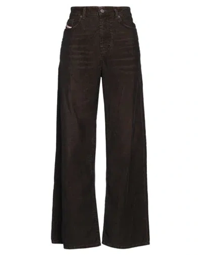 Diesel Woman Pants Military Green Size 32w-30l Cotton, Polyester, Elastane