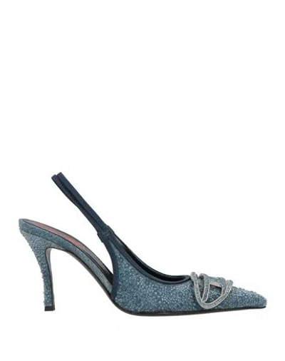 Diesel Woman Pumps Blue Size 7.5 Textile Fibers