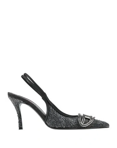 Diesel Woman Pumps Charcoal Size 7.5 Textile Fibers In Gray