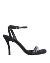 Diesel Woman Sandals Black Size 7.5 Textile Fibers In Black
