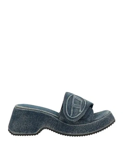 Diesel Woman Sandals Blue Size 7.5 Textile Fibers