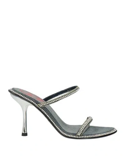 Diesel Woman Sandals Blue Size 7.5 Textile Fibers In Multi