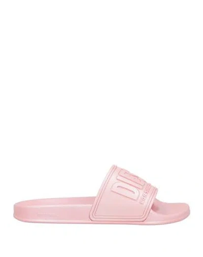 Diesel Woman Sandals Pink Size 7.5 Textile Fibers