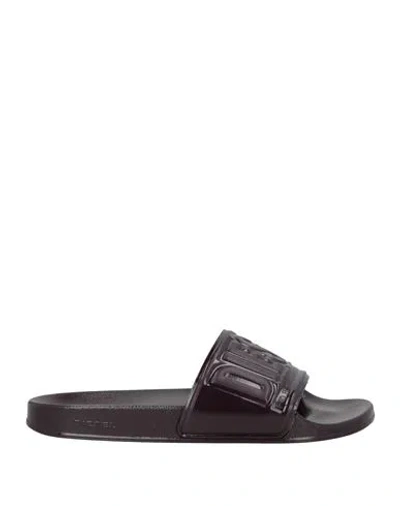 Diesel Woman Sandals Plum Size 7.5 Rubber In Brown