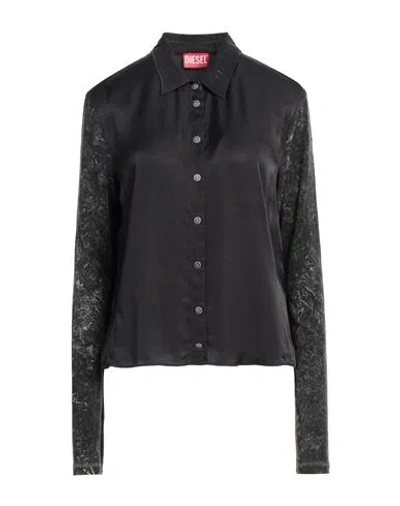 Diesel Woman Shirt Charcoal Size 10 Cupro, Modal In Grey
