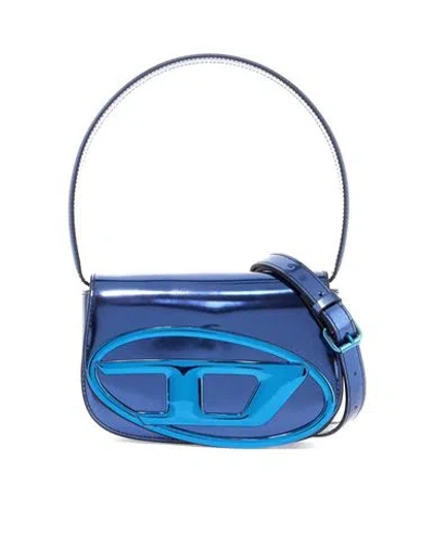 Diesel Woman Shoulder Bag Blue Size - Calfskin