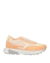 Diesel Woman Sneakers Apricot Size 8 Leather, Textile Fibers In Orange