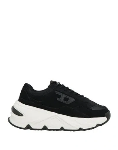 Diesel Woman Sneakers Black Size 7.5 Leather, Textile Fibers
