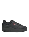 Diesel Woman Sneakers Black Size 8 Cow Leather, Textile Fibers In Black