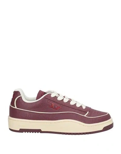 Diesel Woman Sneakers Burgundy Size 8 Cow Leather In Red