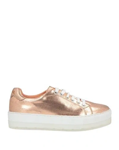 Diesel Woman Sneakers Copper Size 5.5 Cotton, Polyurethane, Elastane In Orange