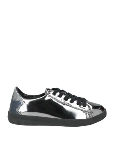 Diesel Woman Sneakers Gunmetal Size 6 Polyurethane In Silver