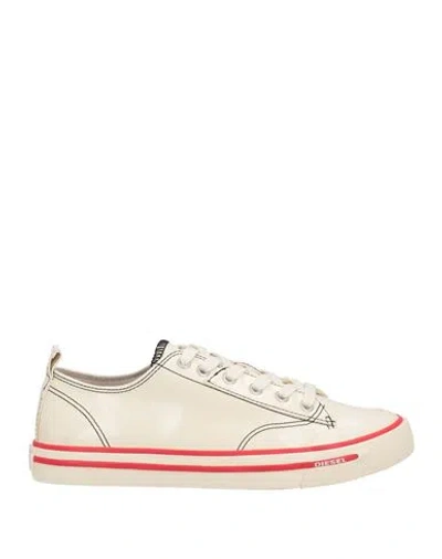 Diesel Woman Sneakers Ivory Size 8.5 Textile Fibers In White