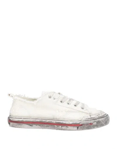 Diesel Woman Sneakers Ivory Size 8.5 Textile Fibers In White