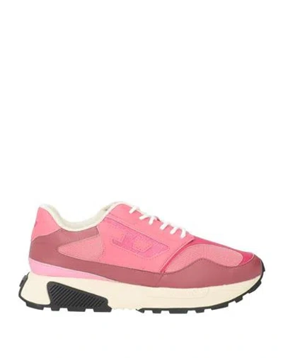 Diesel Woman Sneakers Magenta Size 6 Polyester, Polyurethane In Pink