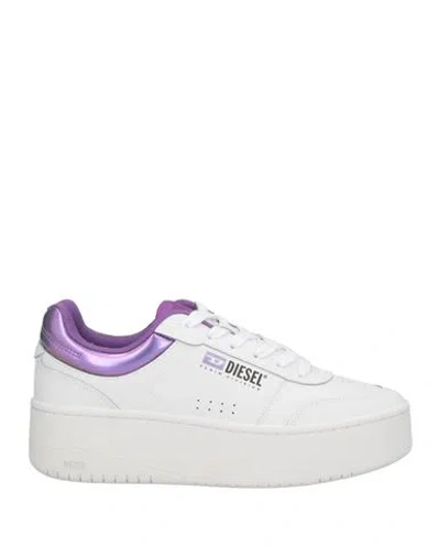 Diesel Woman Sneakers Off White Size 8 Cow Leather