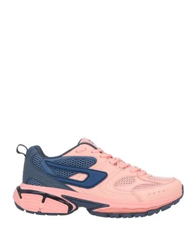 Diesel Woman Sneakers Pink Size 8.5 Textile Fibers In Animal Print