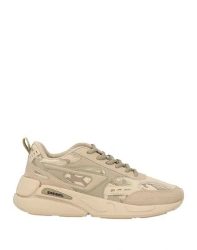 Diesel Woman Sneakers Sand Size 7 Cotton, Textile Fibers In Beige