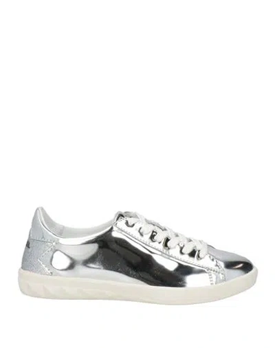Diesel Woman Sneakers Silver Size 7.5 Polyurethane In White