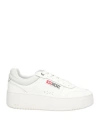 Diesel Woman Sneakers White Size 8 Cow Leather, Textile Fibers