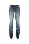 Diesel Distressed Stonewashed Denim Pantaboots In Blue