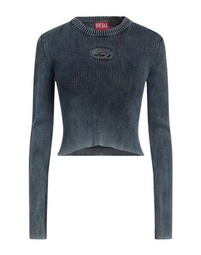 DIESEL DIESEL WOMAN SWEATER BLUE SIZE M COTTON