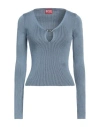 Diesel Light-blue M-teri Ribbed Top In Cotton In Blue