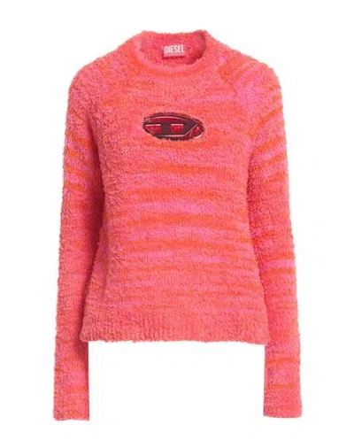 Diesel Woman Sweater Orange Size S Polyester, Cotton, Polyamide, Elastane In Pink