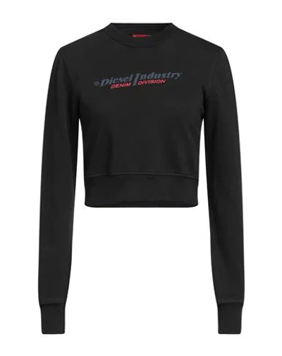 Diesel Woman Sweatshirt Black Size Xl Cotton, Elastane