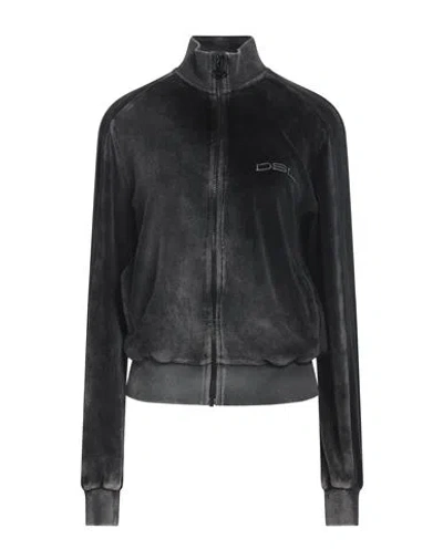 Diesel Woman Sweatshirt Charcoal Size L Cotton, Nylon In Grey