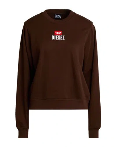 Diesel Woman Sweatshirt Chocolate Brown Size Xl Cotton