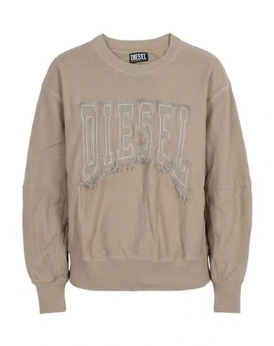 Diesel Woman Sweatshirt Khaki Size Xs Cotton In Beige