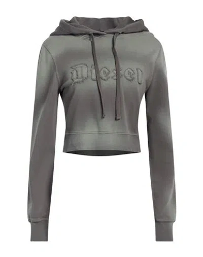 Diesel Woman Sweatshirt Military Green Size L Cotton, Elastane