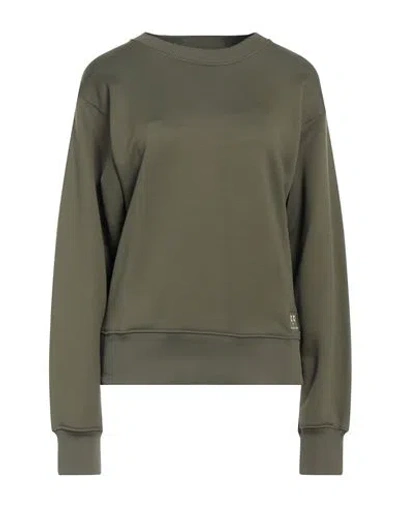 Diesel Woman Sweatshirt Military Green Size S Nylon, Cotton