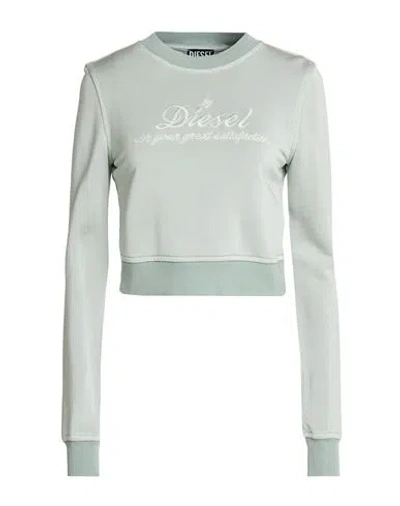 Diesel Woman Sweatshirt Sage Green Size S Viscose, Cotton