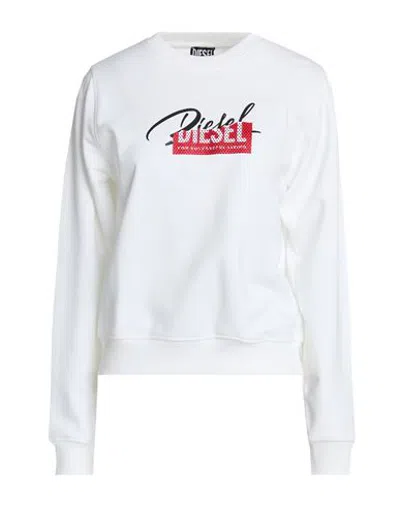 Diesel Woman Sweatshirt White Size S Cotton, Elastane In Animal Print