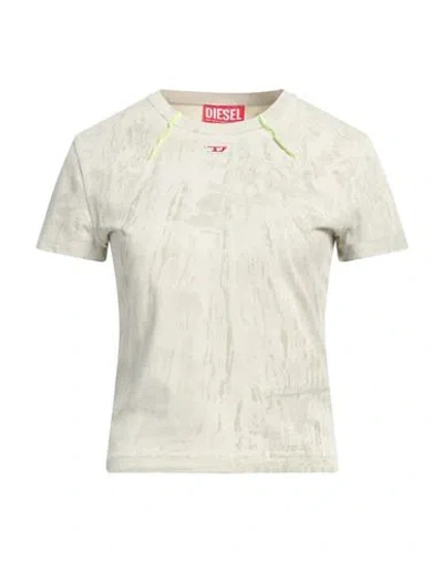 Diesel Woman T-shirt Beige Size L Cotton