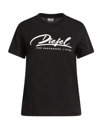 Diesel Woman T-shirt Black Size L Cotton