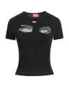 Diesel Woman T-shirt Black Size L Cotton In Black