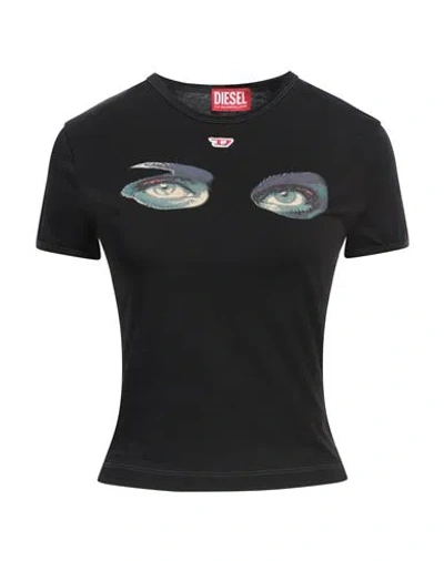 Diesel Woman T-shirt Black Size L Cotton
