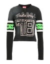 Diesel Top In Jersey Trattato Con Stampa Flock In Black