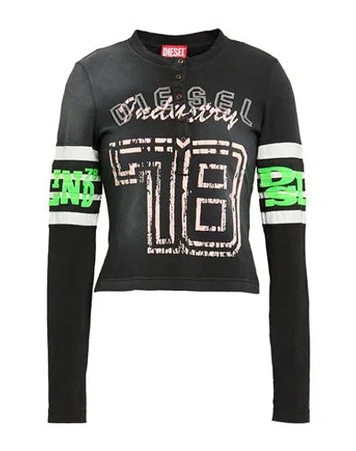 Diesel Top In Jersey Trattato Con Stampa Flock In Black