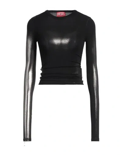 Diesel Woman T-shirt Black Size L Modal, Elastane
